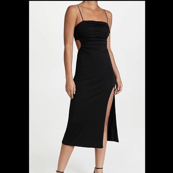 Elegant Black Spaghetti Strap Dress - Picture 2 of 10